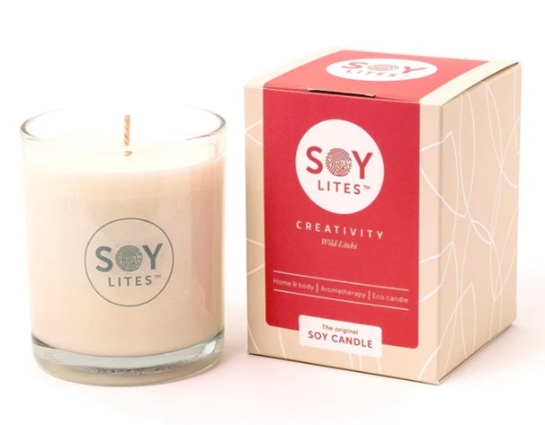 Soylites Soja home fragrance kaars Creativity met wilde Litchi. 55 uur