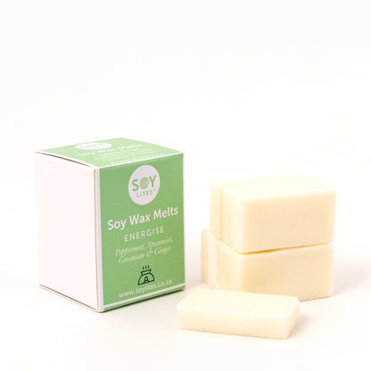 Sojawas smelt blokjes Energise; Spearmint, Peppermint, Eucalyptus, Geranium en Ginger. 80 uur