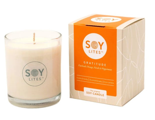 Soylites Soja home fragrance kaars Gratitude met Patchouli, Oudh, Neroli & Peppermint. 15 uur