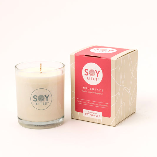 Soylites Soja home fragrance kaars Indulgence; Vanilla, Grapefruit, Ginger, 15 uur
