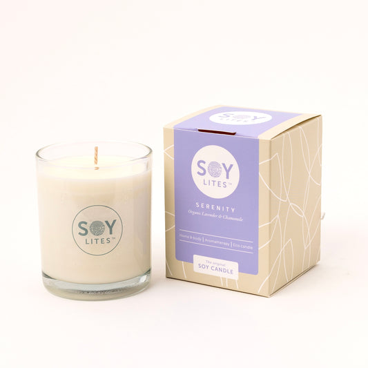 Soylites Soja home fragrance kaars Serenity; Lavender, Chamomite. 15 uur