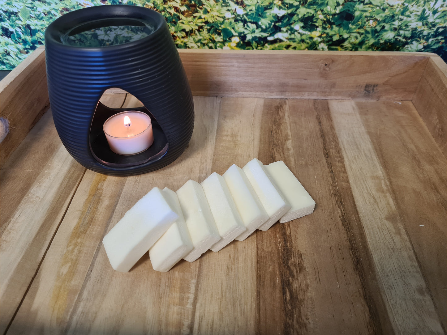 Keramische brander voor smeltblokjes ( incl .3  natuurlijke theelichtjes)