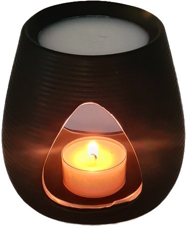 Keramische brander voor smeltblokjes ( incl .3  natuurlijke theelichtjes)